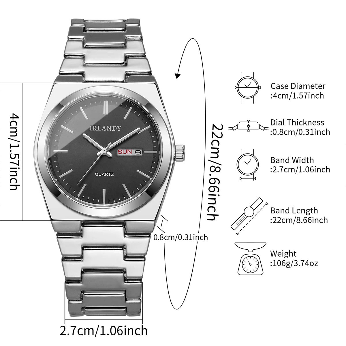 Reloj de acero con cristal templado